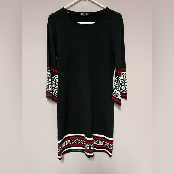 SWEATER Dress COWL Neck GEOMETRIC Design - Picture 13 of 13